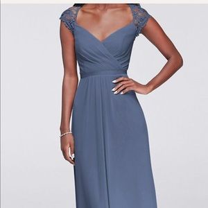 David’s Bridal bridesmaids dress-steel blue